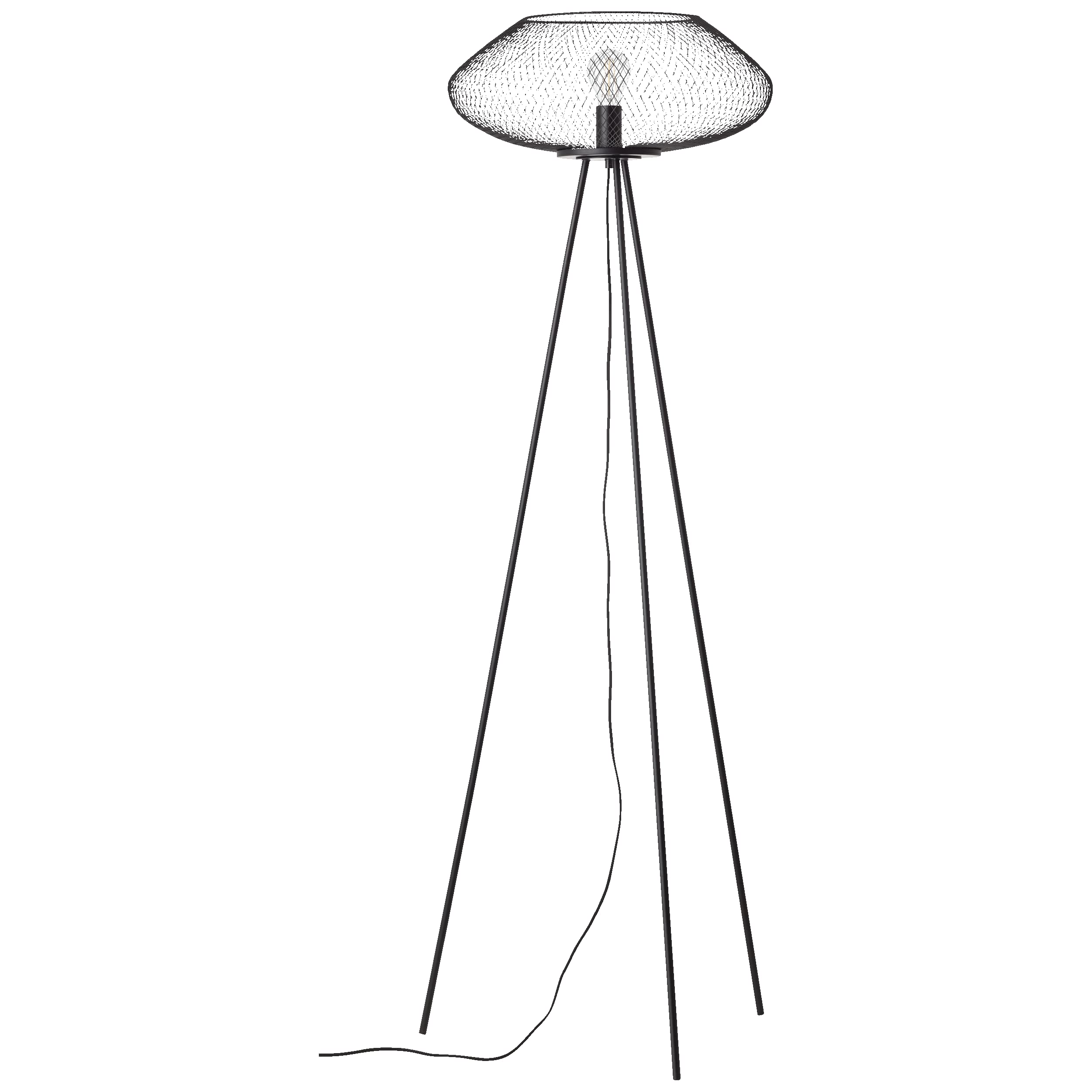 Tripod Floor Lamp with Stylish Wire Shade and Foot Switch